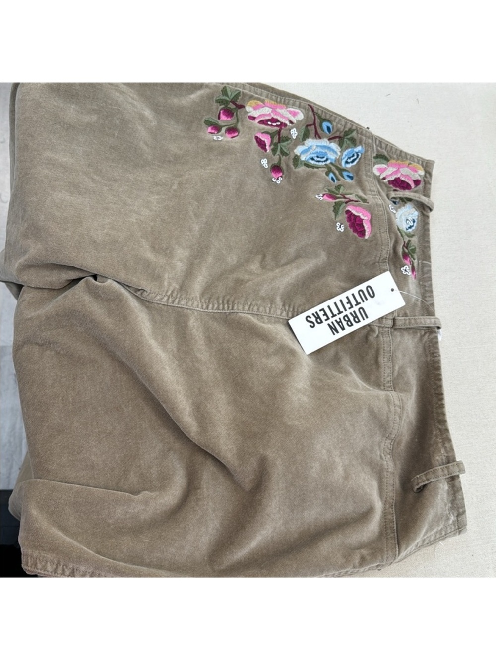 Kimchi Blue Brown Corduroy Flare Pants with Floral Embroidery - Picture 6 of 8